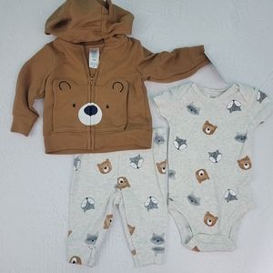 Carter's Baby Boys 3 Piece Little Jacket Set (Bear) Size 3 Months